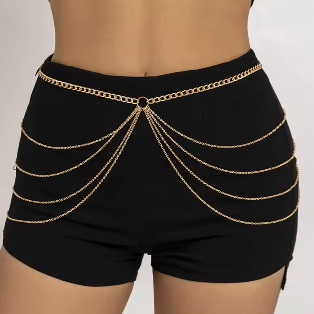 Multi-layer Tassel  Waist Chain For Women Gold Party Dress Belts Accessories 35”